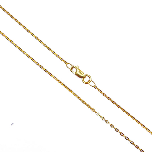 22ct Yellow Gold Cable Link Thin Chain 18''inches 