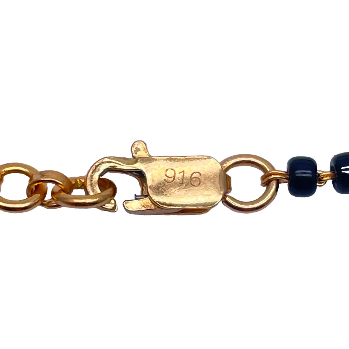 22ct Yellow Gold Children's Bracelet Black & Diamond Cut Gold Beads (Maniya/Manka/Nazariya) 