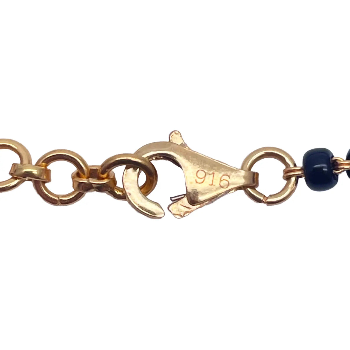 22ct Yellow Gold Children's Bracelet Black & Diamond Cut Gold Beads (Maniya/Manka/Nazariya) 