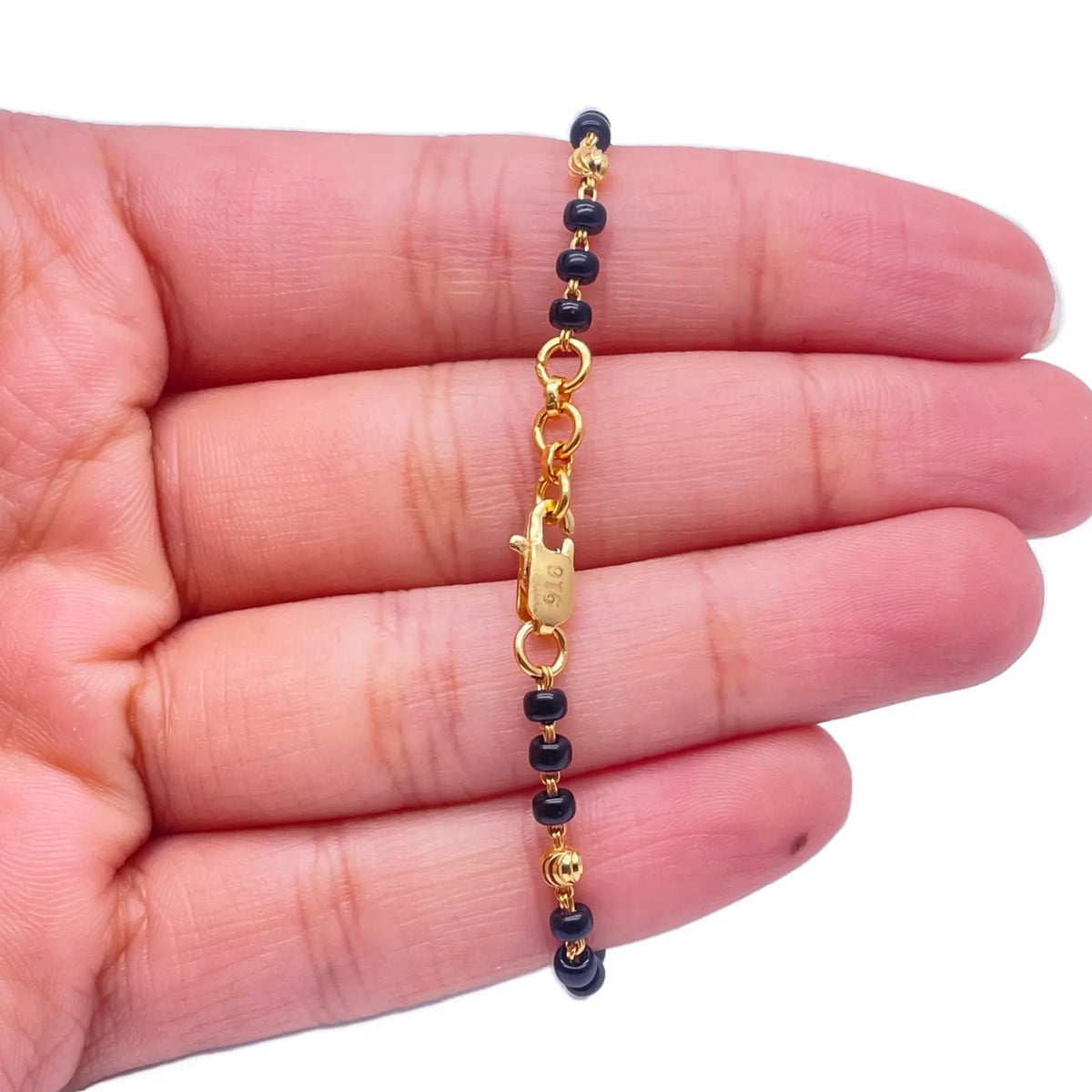 22ct Yellow Gold Children's Bracelet Black & Gold Beads (Maniya/Manka/Nazariya)  Gold Beads Children's Bracelet, 22ct Yellow Gold Bracelet, Black