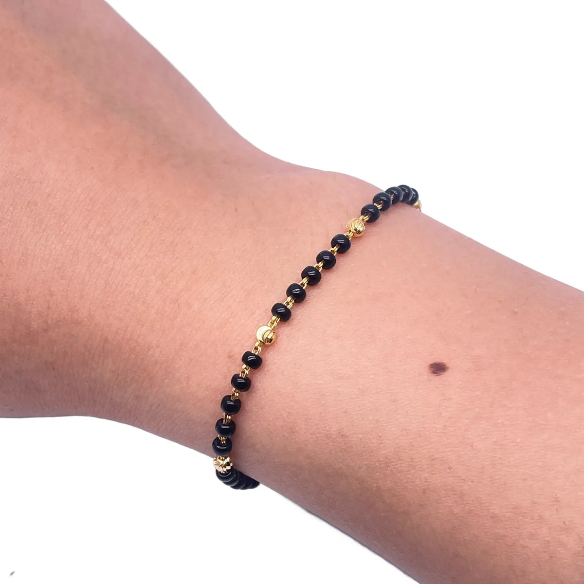 22ct Yellow Gold Children's Bracelet Black & Gold Beads (Maniya/Manka/Nazariya)  Gold Beads Children's Bracelet, 22ct Yellow Gold Bracelet, Black