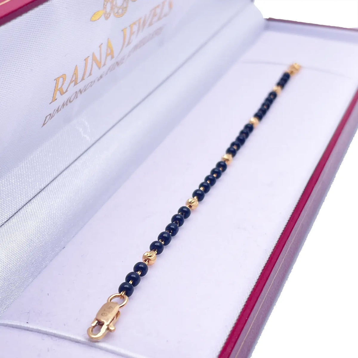 22ct Yellow Gold Children's Bracelet Black & Gold Beads (Maniya/Manka/Nazariya)  Gold Beads Children's Bracelet, 22ct Yellow Gold Bracelet, Black