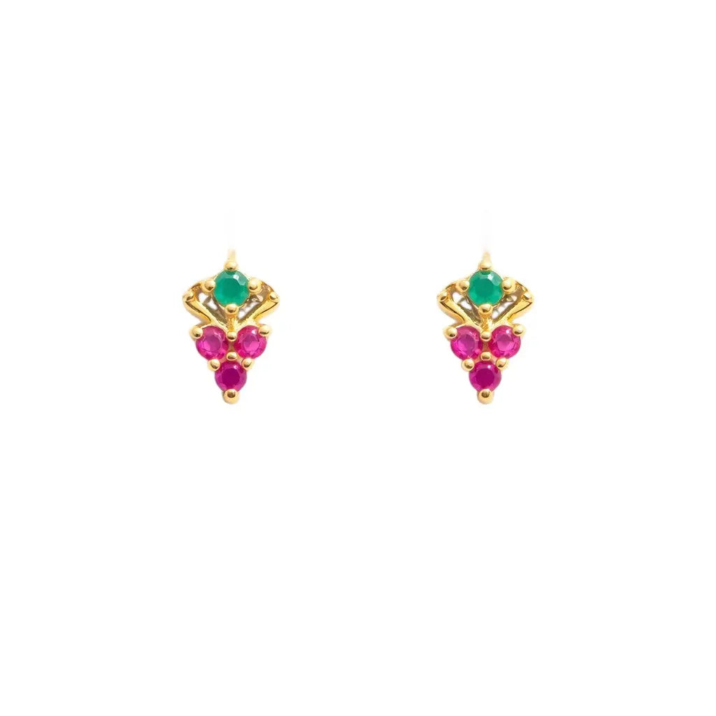 22ct Yellow Gold Children's Colourful Fruit Small Gemstone Stud Earrings  Children's gold earring