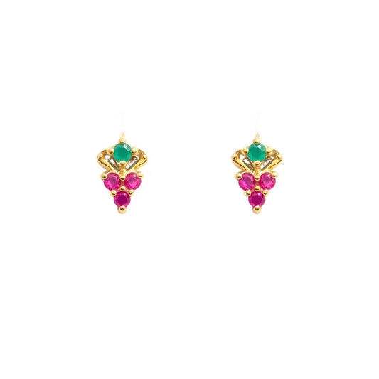 22ct Yellow Gold Children's Colourful Fruit Small Gemstone Stud Earrings  Children's gold earring