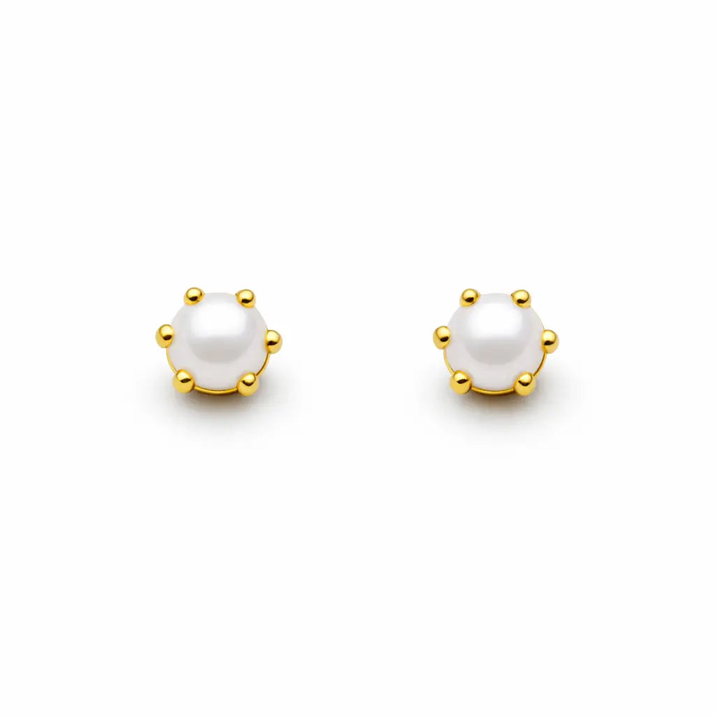 22ct Yellow Gold Children's Freshwater Pearl Claw Stud Earrings 3.5mm  Children's gold earring