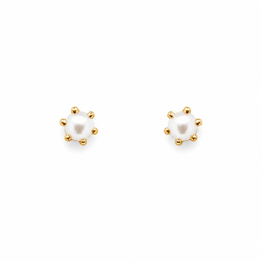 22ct Yellow Gold Children's Freshwater Pearl Claw Stud Earrings 3.9mm  Children's gold earring