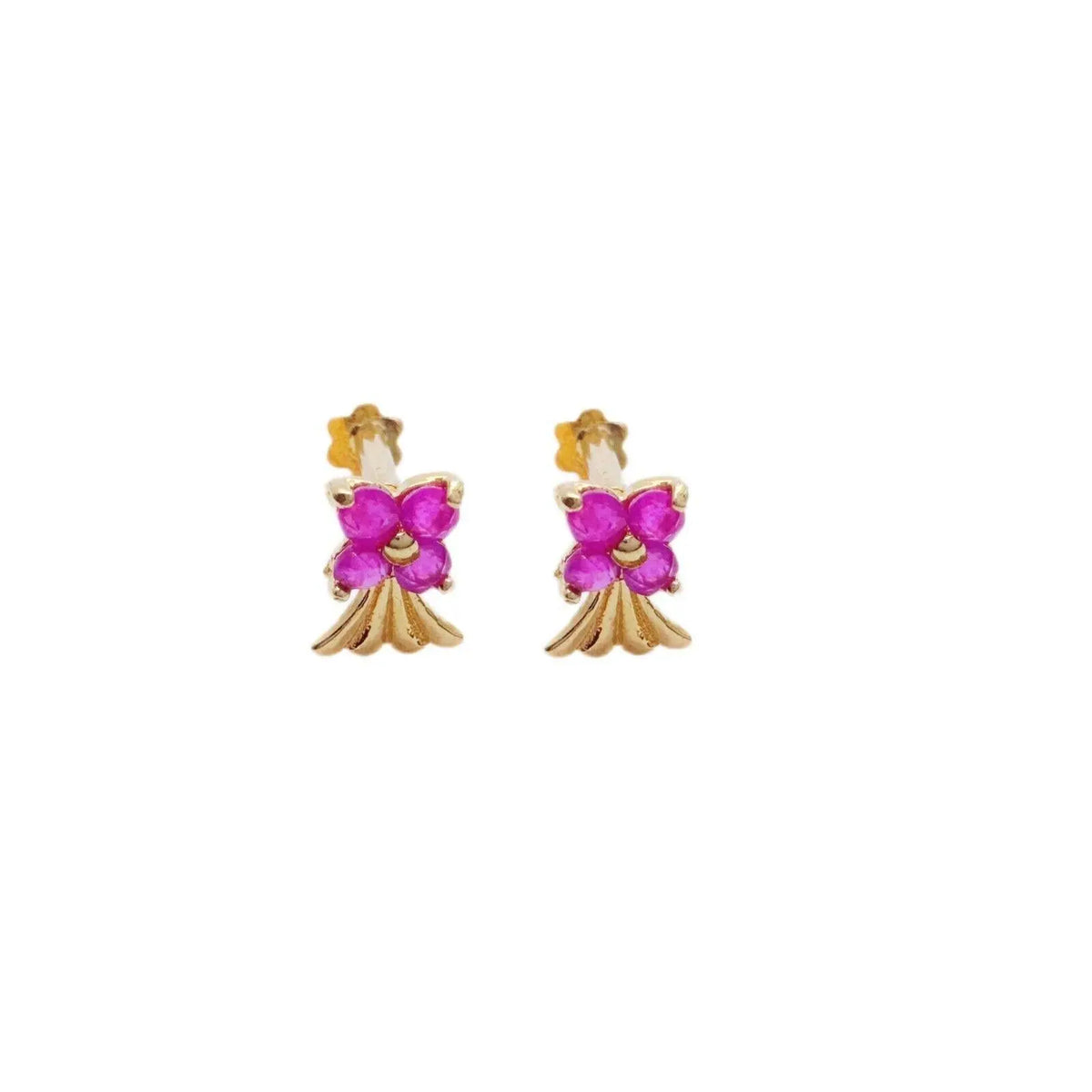 22ct Yellow Gold Children's Natural Ruby Tiny Floral Stud Earrings  Diamond Bracelets