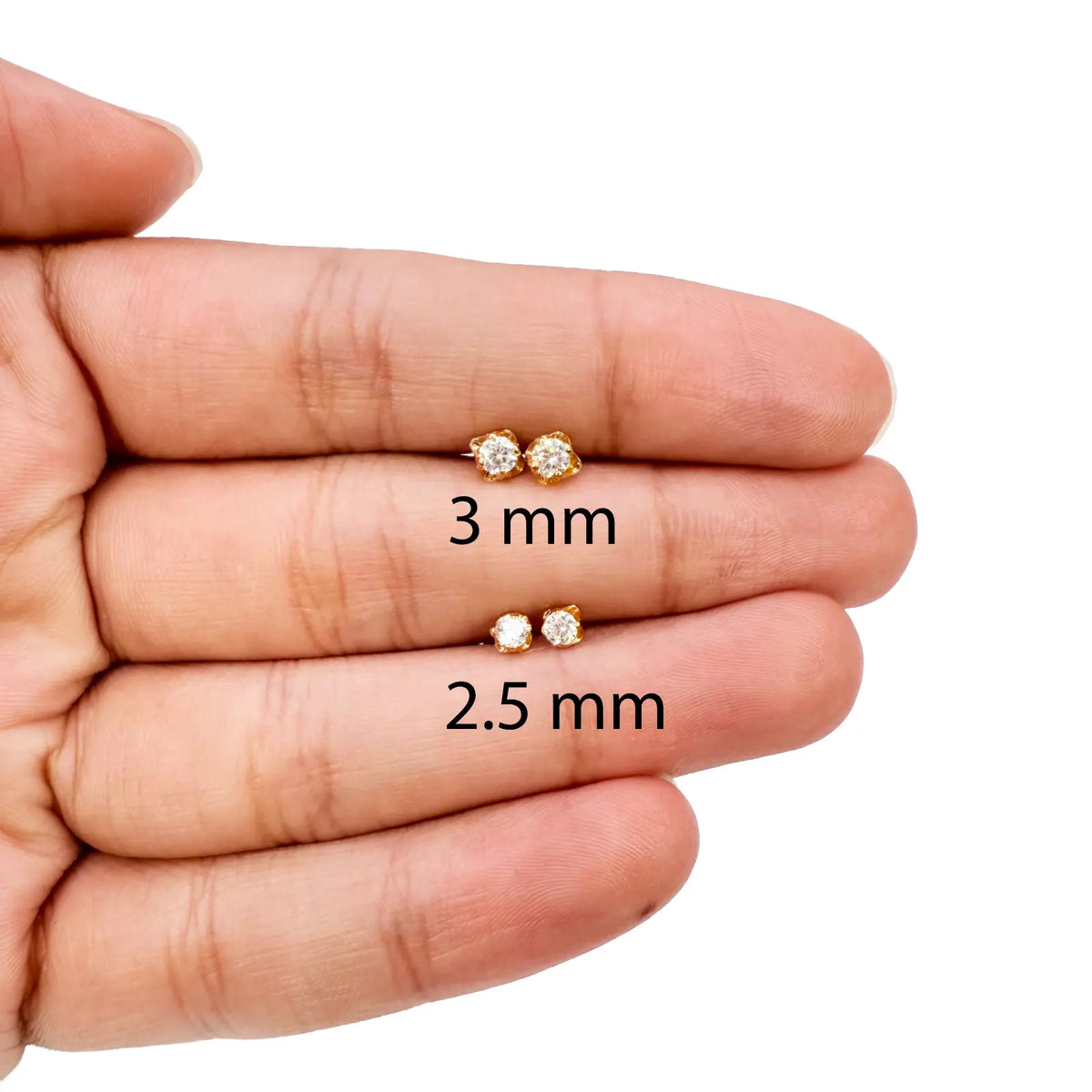 22ct Yellow Gold Children's Stud Earrings, Tragus, Helix Or 2nd Lobe (2.5/3.0mm) 