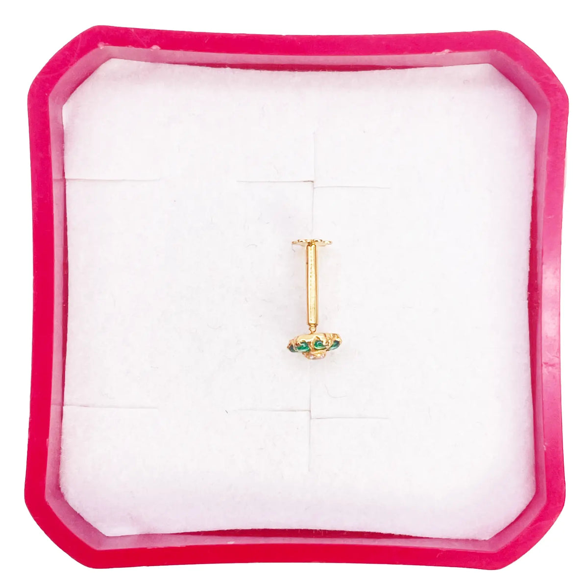 22ct Yellow Gold Cubic Zirconia Floral Green Stone Nose Pin/Stud 4mm Width 
