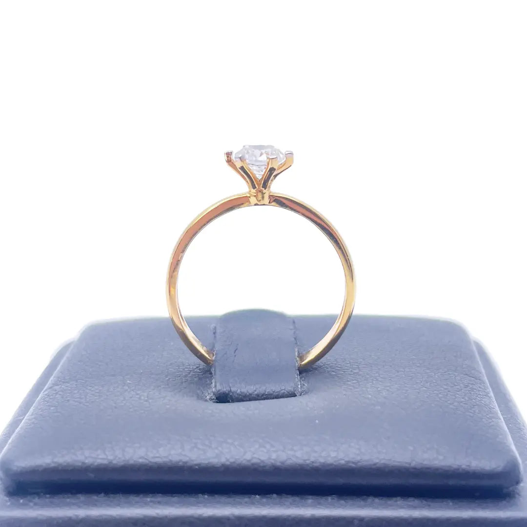 22ct Yellow Gold Cubic Zirconia Prong Ring 6.2mm Width 
