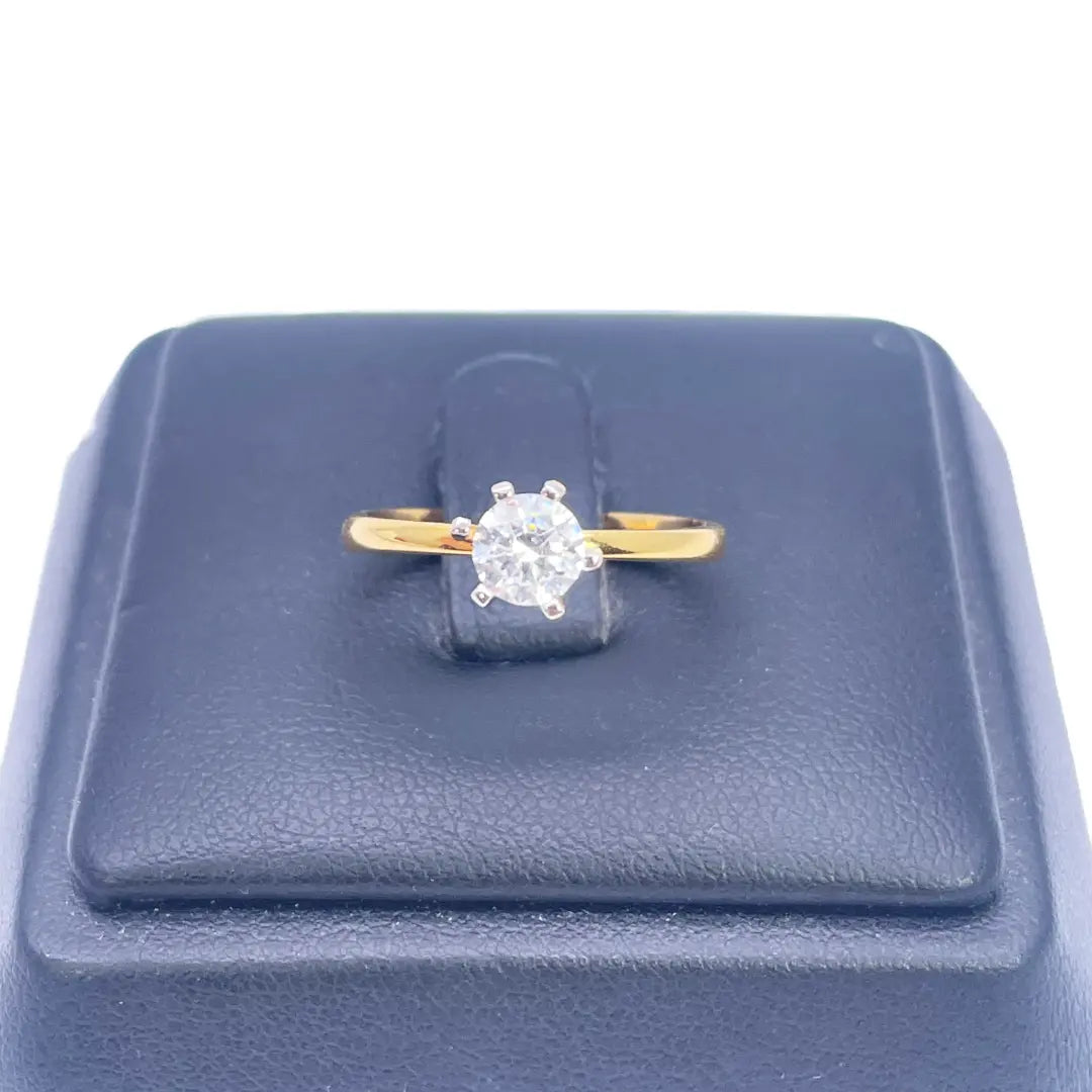 22ct Yellow Gold Cubic Zirconia Prong Ring 6.2mm Width 