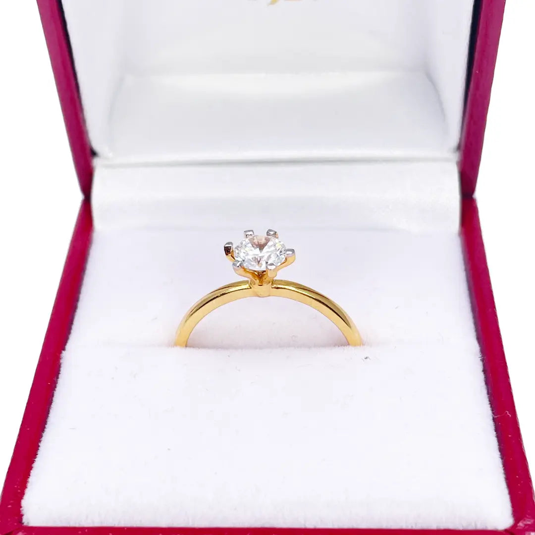 22ct Yellow Gold Cubic Zirconia Prong Ring 6.2mm Width 