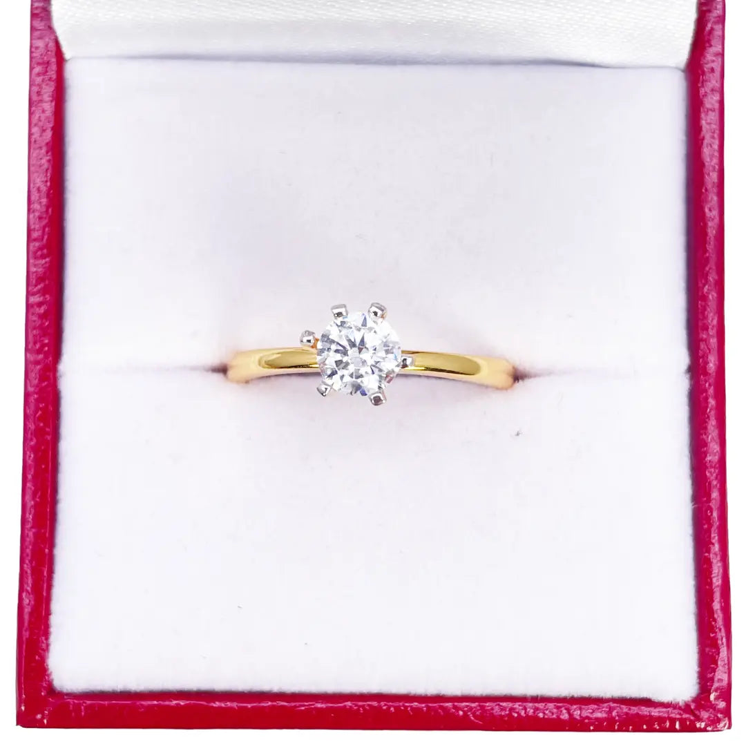 22ct Yellow Gold Cubic Zirconia Prong Ring 6.2mm Width 