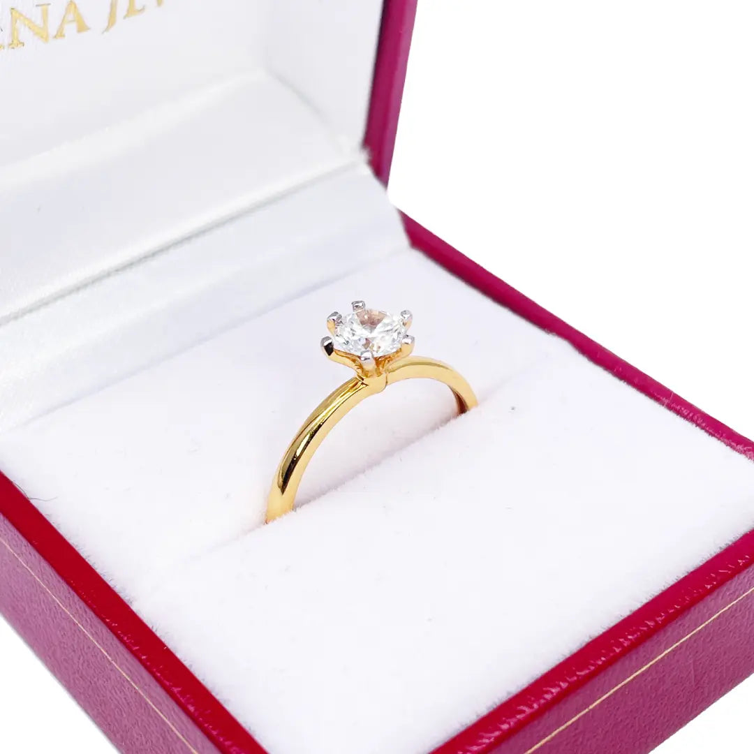 22ct Yellow Gold Cubic Zirconia Prong Ring 6.2mm Width 