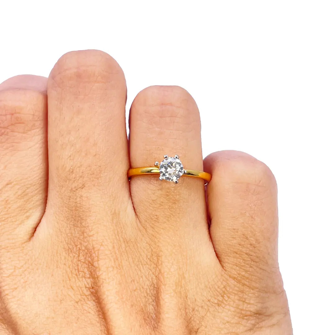 22ct Yellow Gold Cubic Zirconia Prong Ring 6.2mm Width 