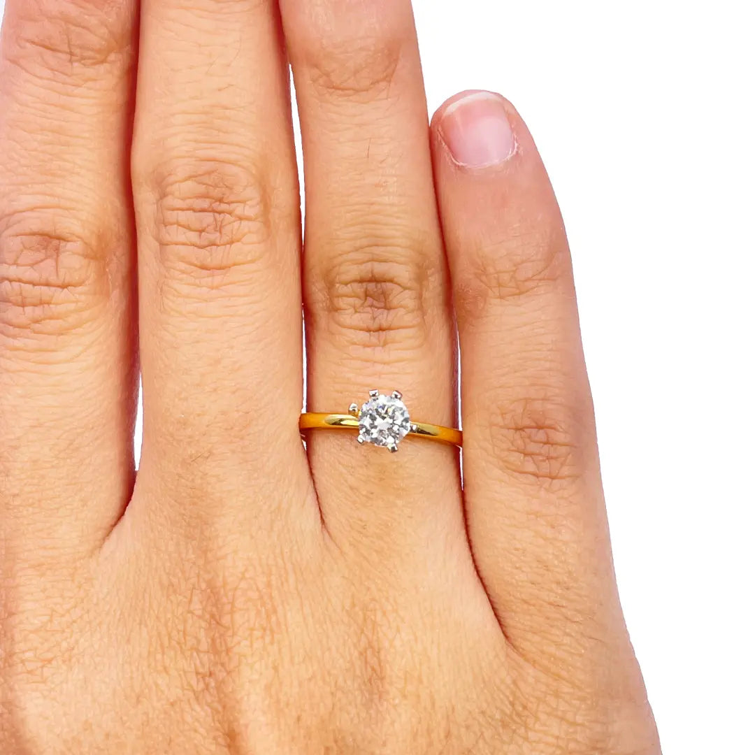 22ct Yellow Gold Cubic Zirconia Prong Ring 6.2mm Width 