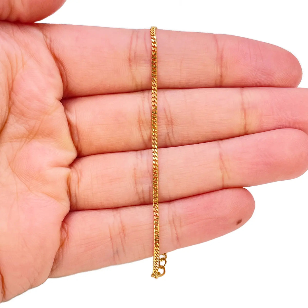 22ct Yellow Gold Curb Chain Bracelet Lightweight High Polished 7 Inches¬†