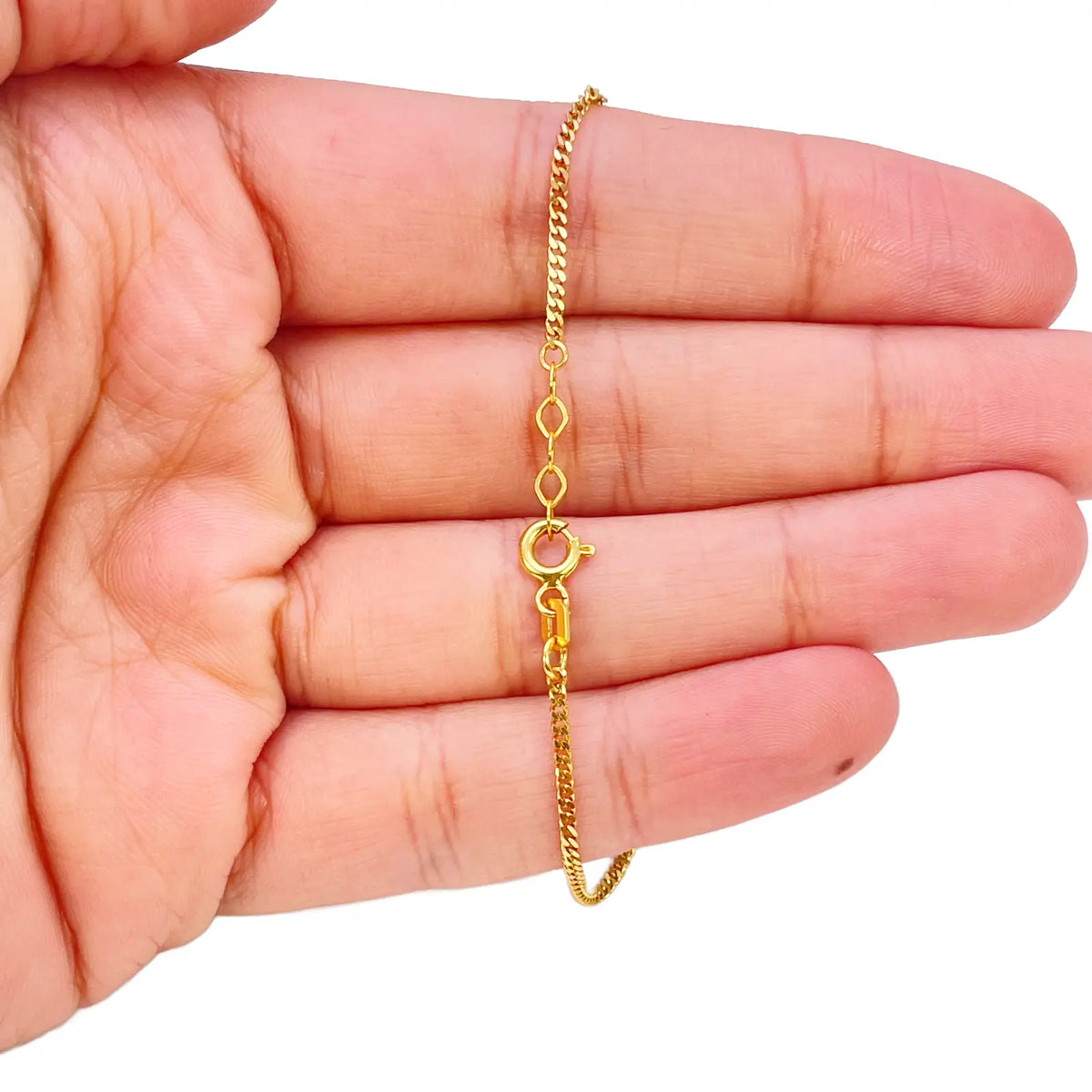 22ct Yellow Gold Curb Chain Bracelet Lightweight High Polished 7 Inches¬†