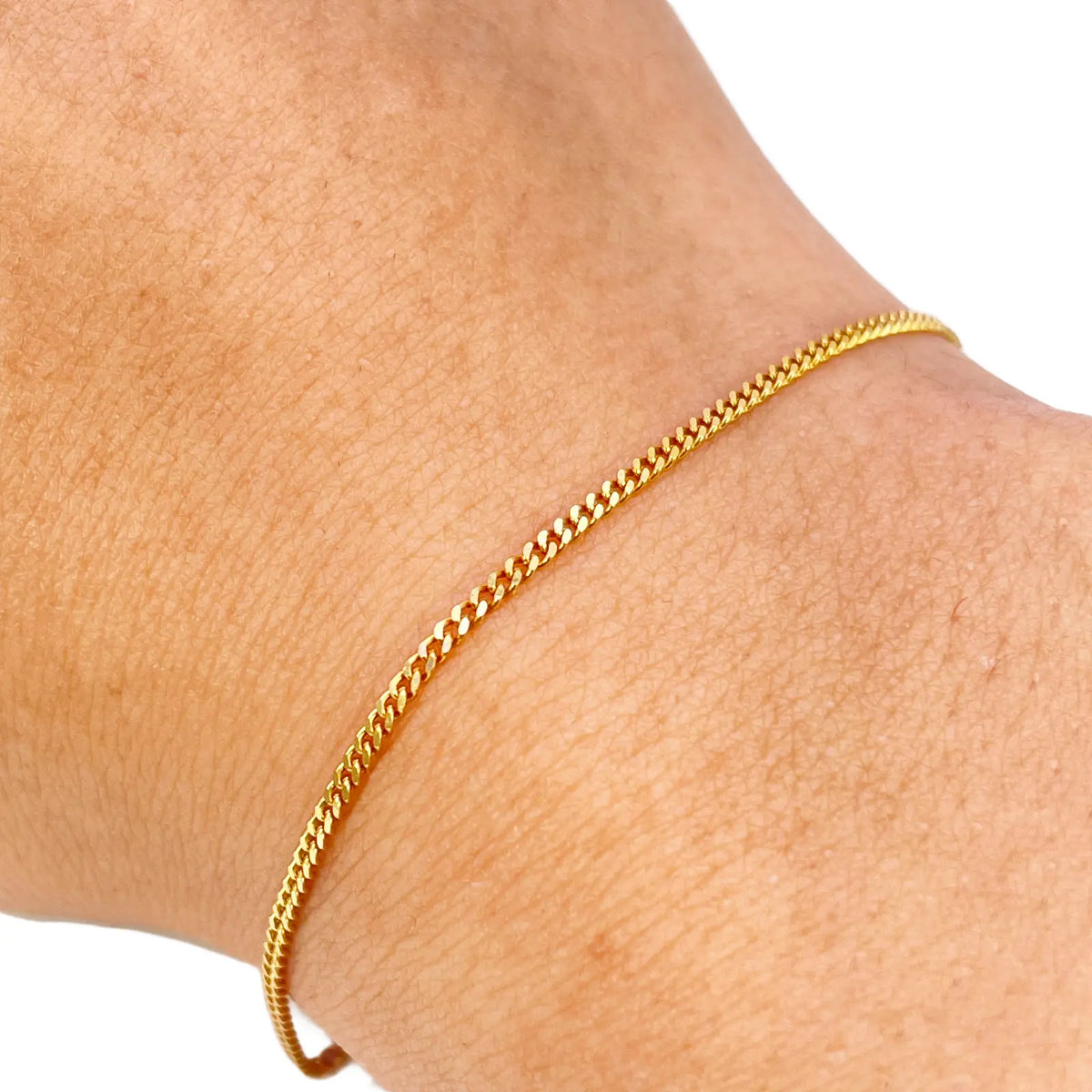 22ct Yellow Gold Curb Chain Bracelet Lightweight High Polished 7 Inches¬†