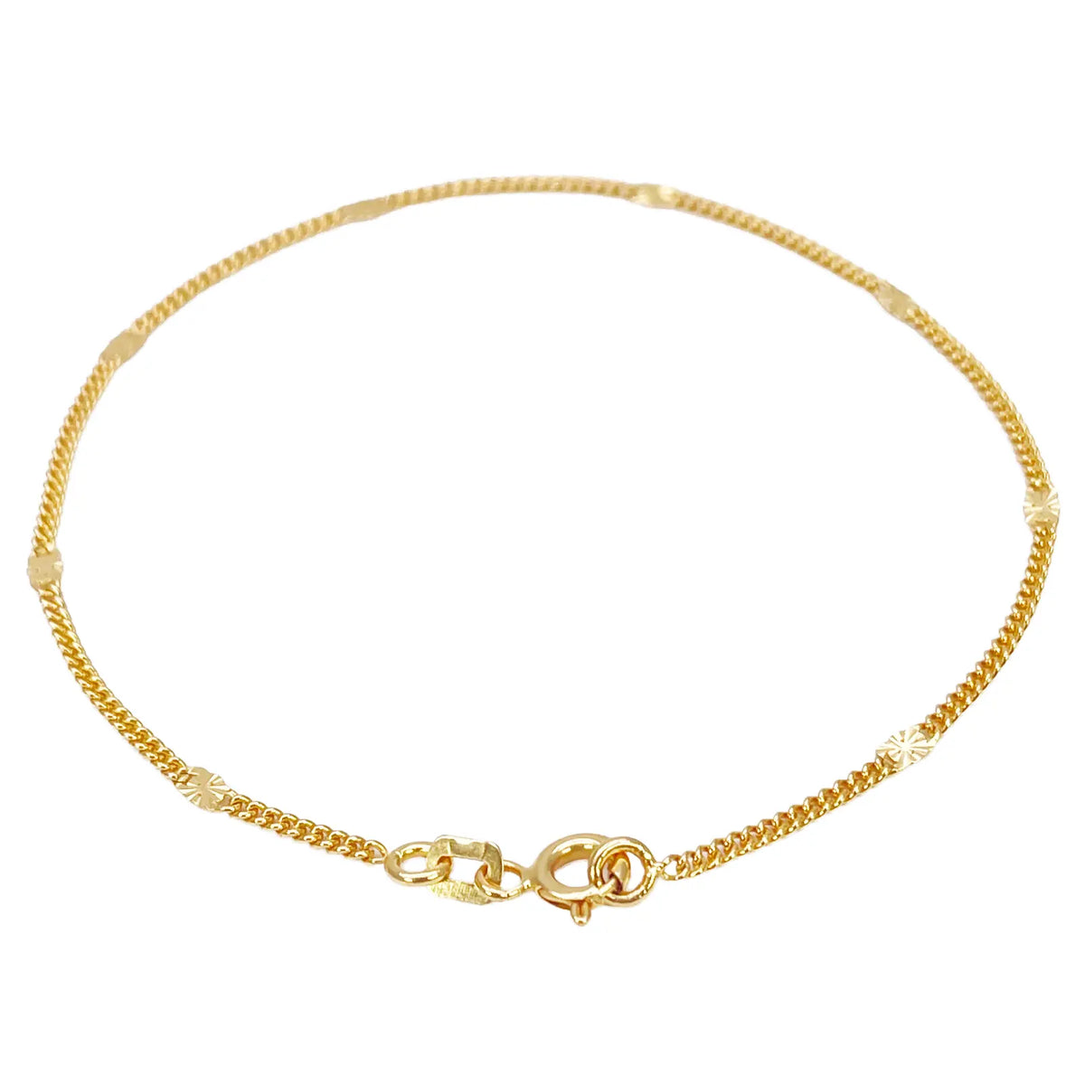 22ct Yellow Gold Curb Chain Bracelet with Diamond Cut Detail Links 7 Inches 