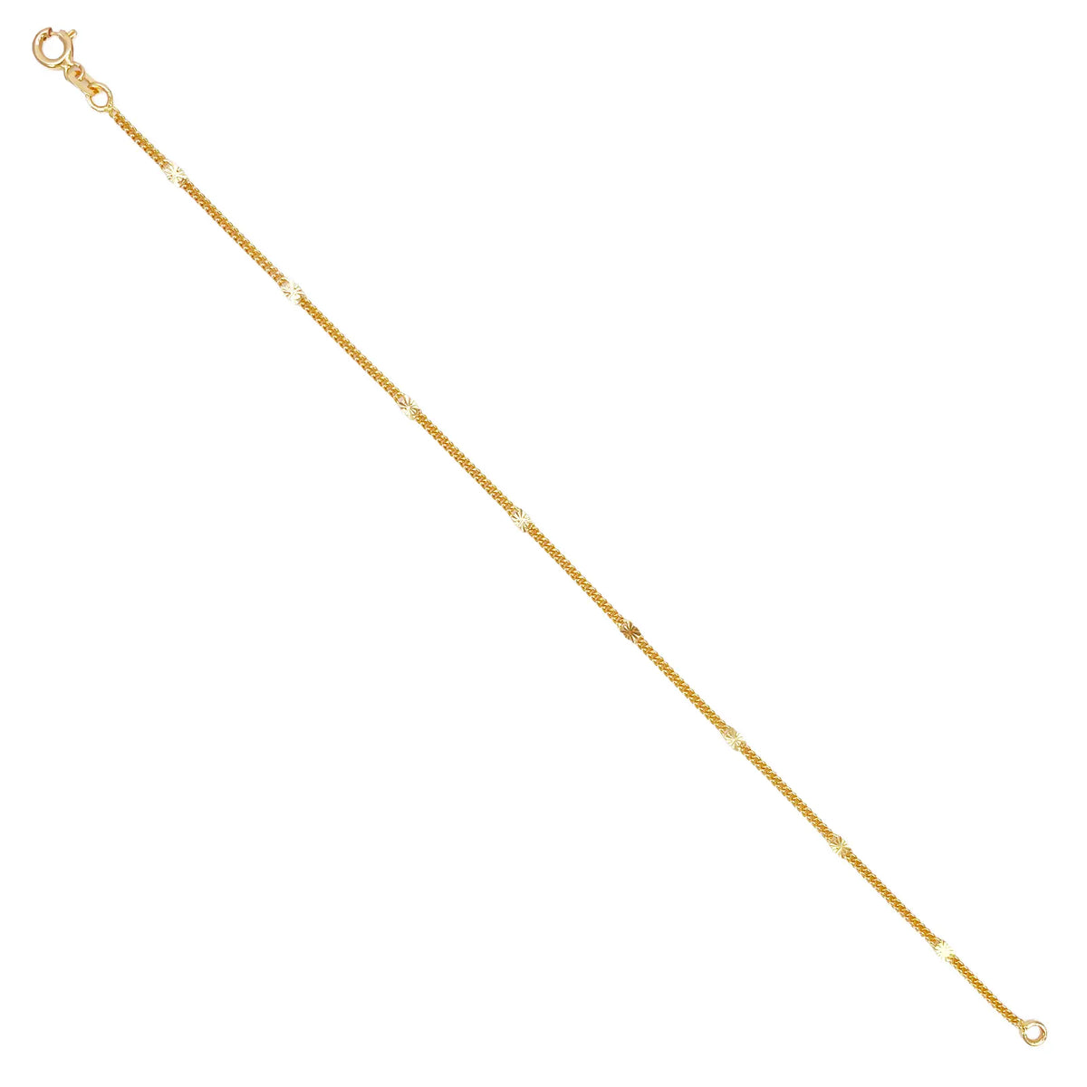22ct Yellow Gold Curb Chain Bracelet with Diamond Cut Detail Links 7 Inches 