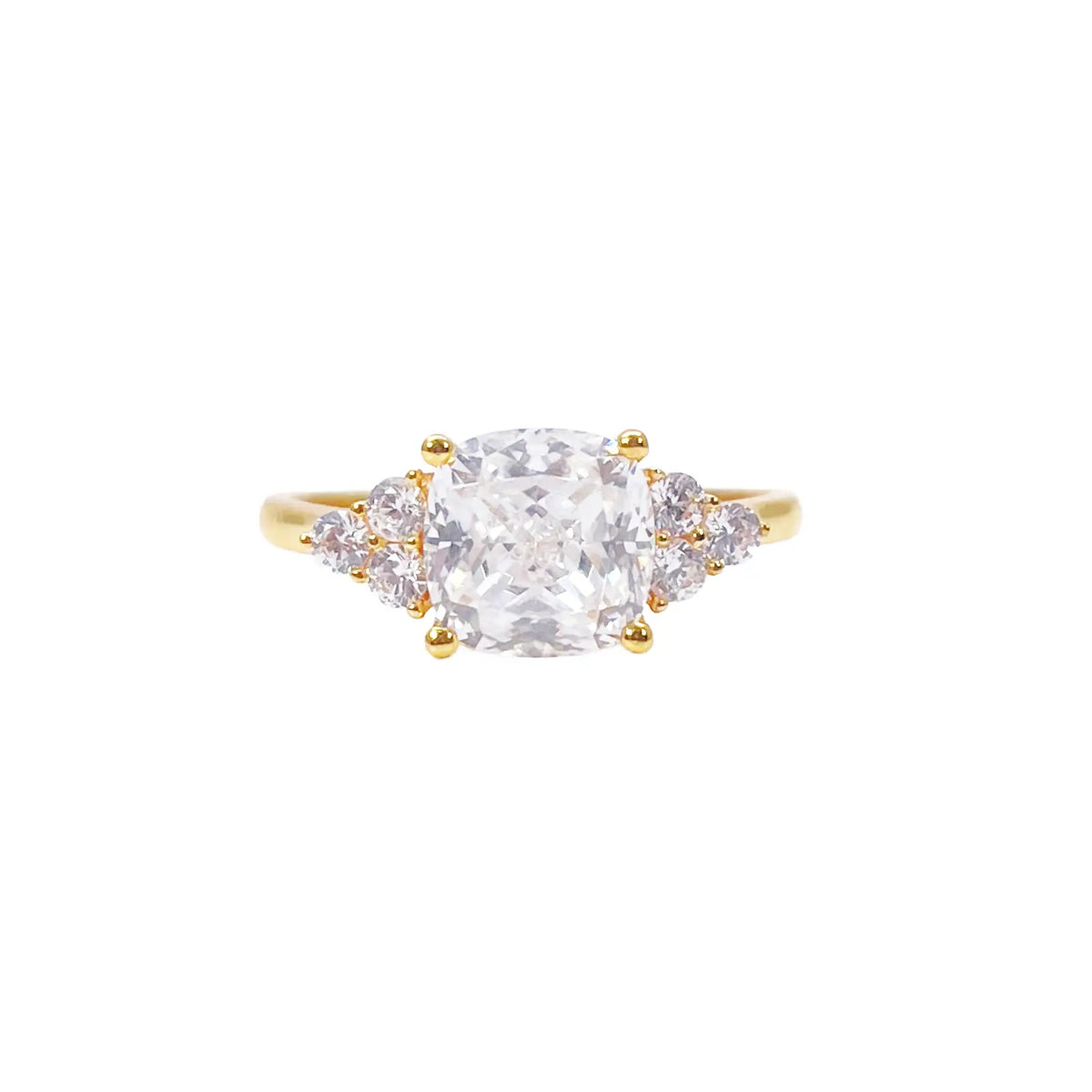 22ct Yellow Gold Cushion Cut Cubic Zirconia Engagement Ring 7mm Width 