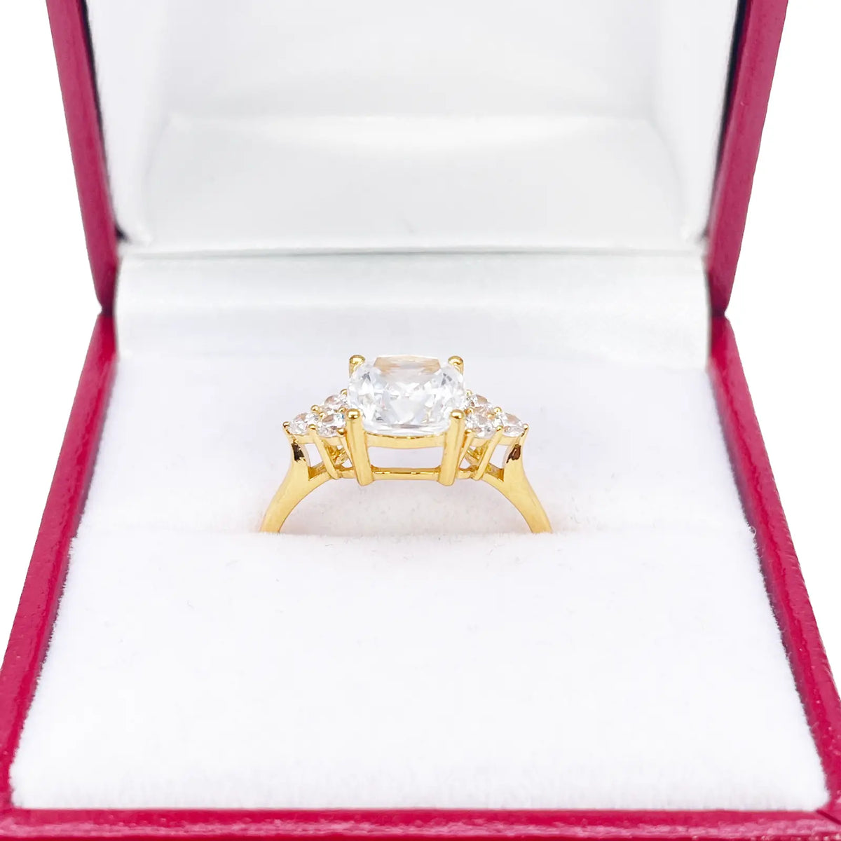 22ct Yellow Gold Cushion Cut Cubic Zirconia Engagement Ring 7mm Width 