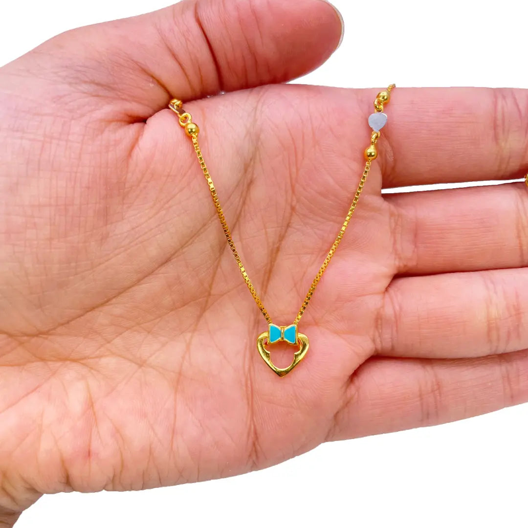 22ct Yellow Gold Cute Children's Pendant, Necklace and Earrings Set 13 inches 