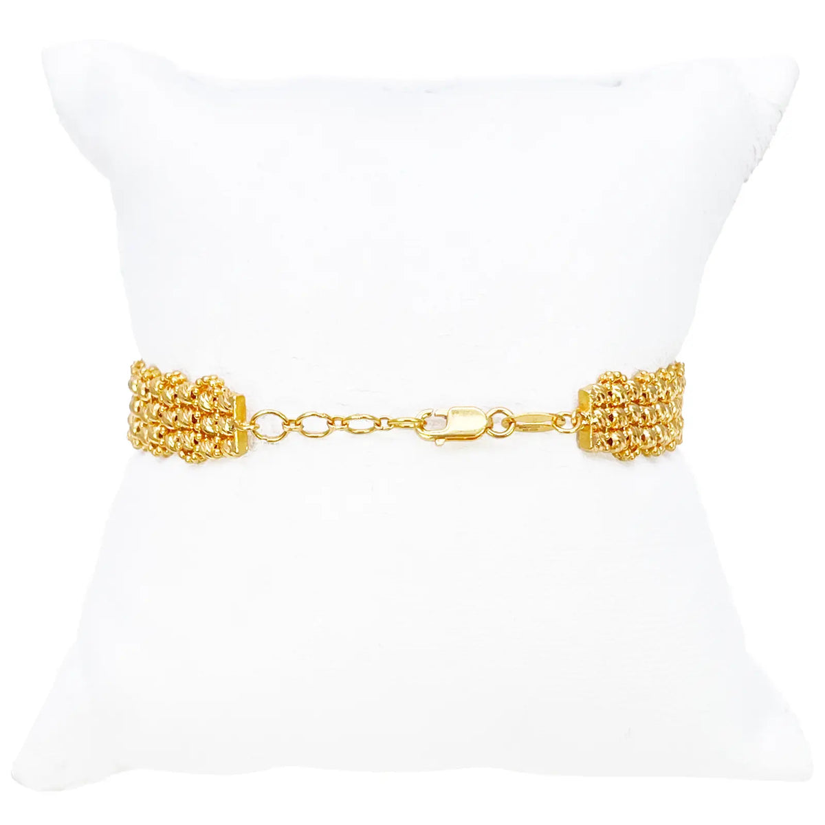 22ct Yellow Gold Diamond-Cut Bead Link Cluster Cuff Bracelet  Gold Bracelet