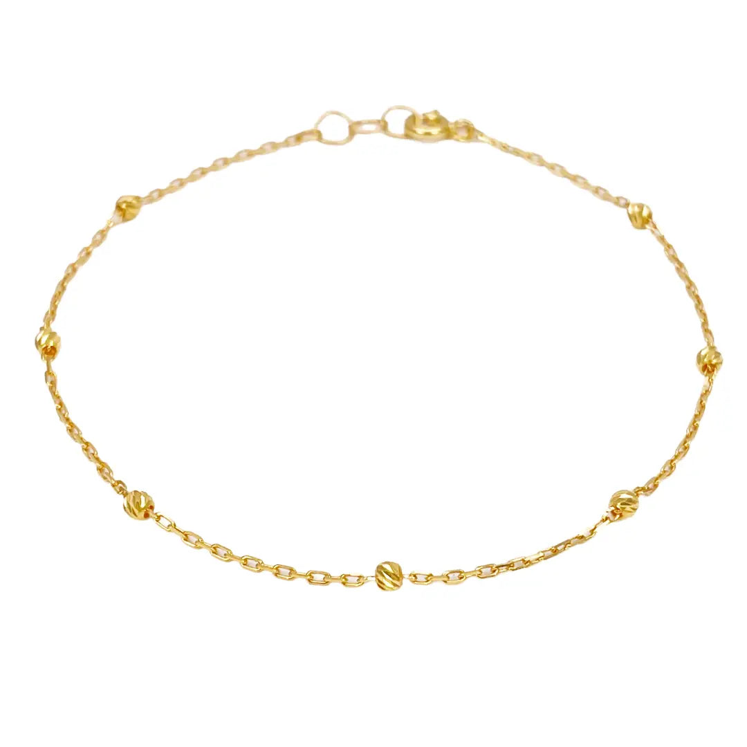 22ct Yellow Gold Diamond-Cut Beaded Link Bracelet ? 7.5 Inch  Gold Bracelet