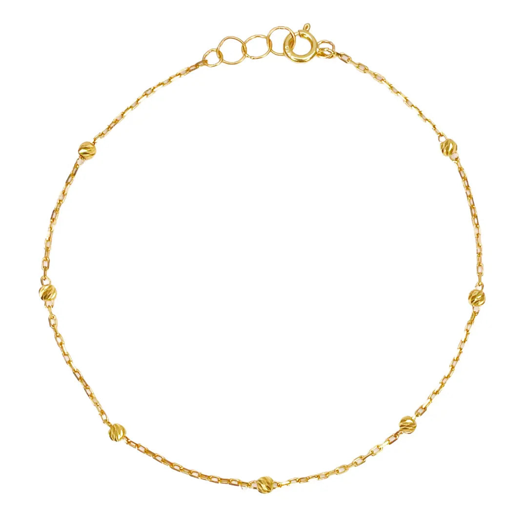 22ct Yellow Gold Diamond-Cut Beaded Link Bracelet ? 7.5 Inch  Gold Bracelet