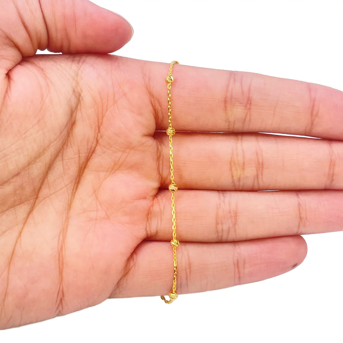 22ct Yellow Gold Diamond-Cut Beaded Link Bracelet ? 7.5 Inch  Gold Bracelet