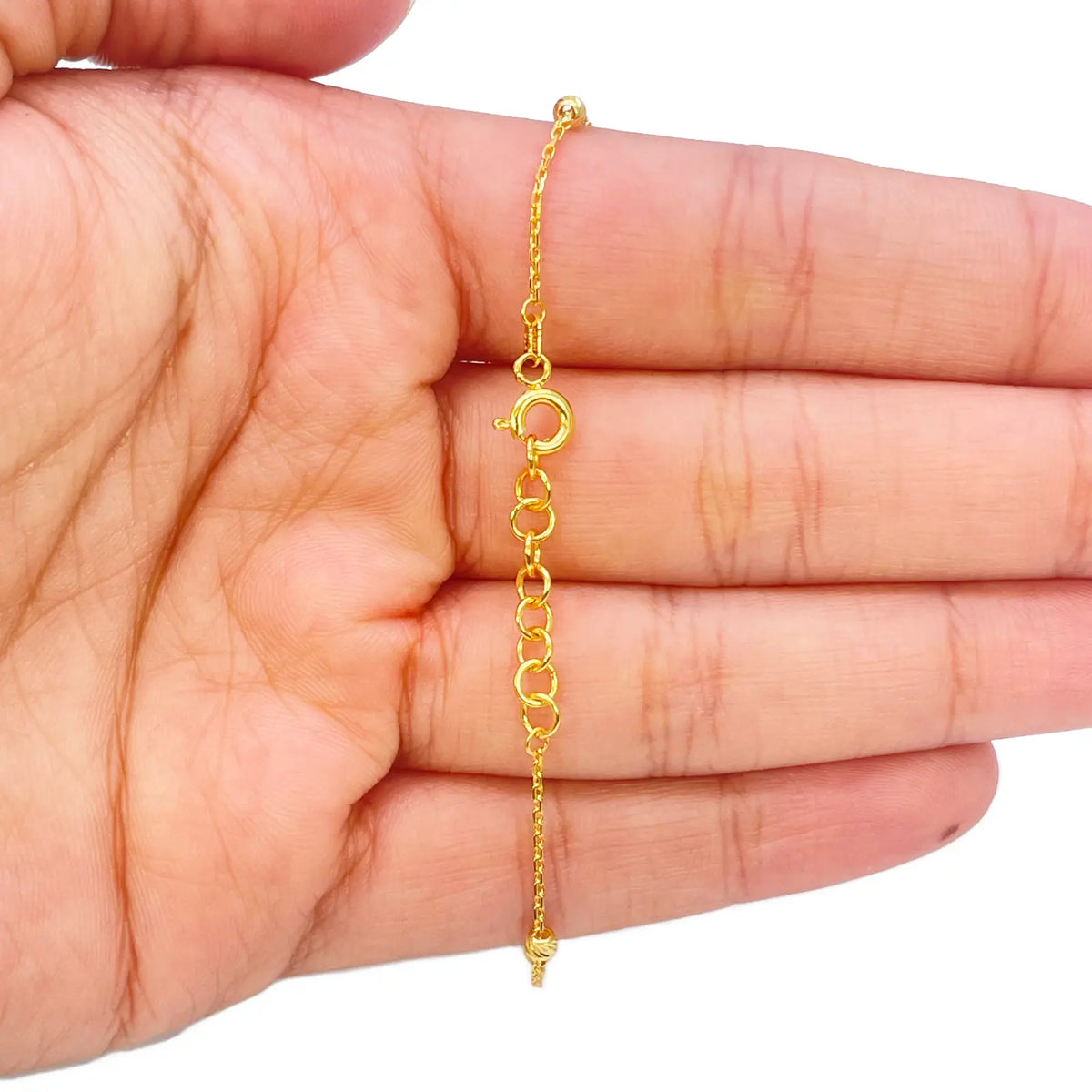 22ct Yellow Gold Diamond-Cut Beaded Link Bracelet ? 7.5 Inch  Gold Bracelet