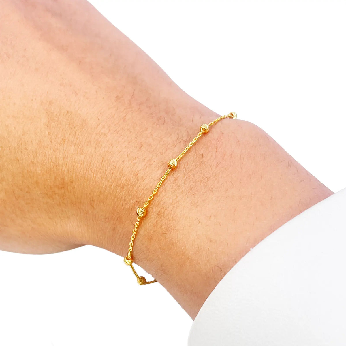 22ct Yellow Gold Diamond-Cut Beaded Link Bracelet ? 7.5 Inch  Gold Bracelet