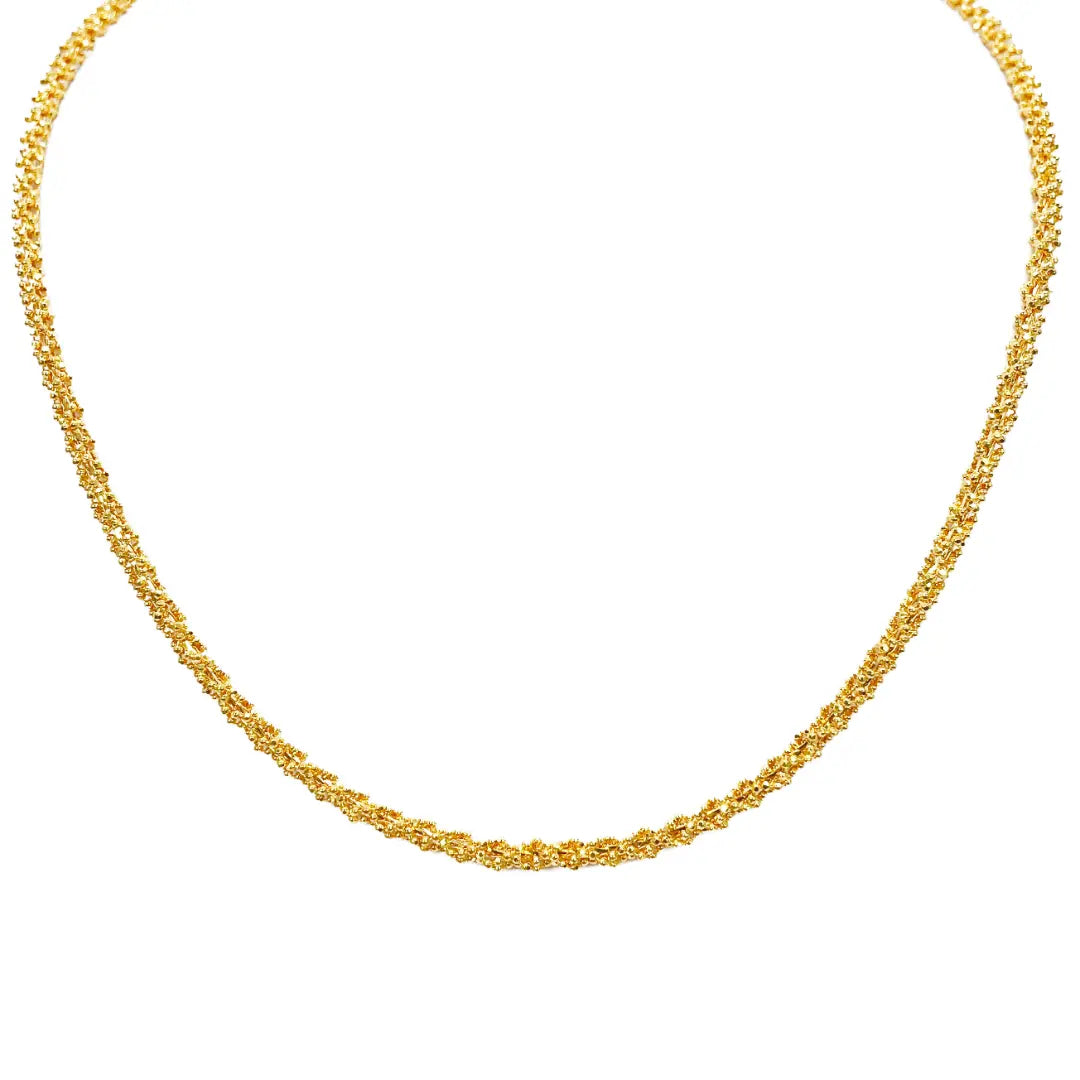22ct Yellow Gold Diamond Cut Beaded Twisted Necklace 18 Inches 3.3mm Width 