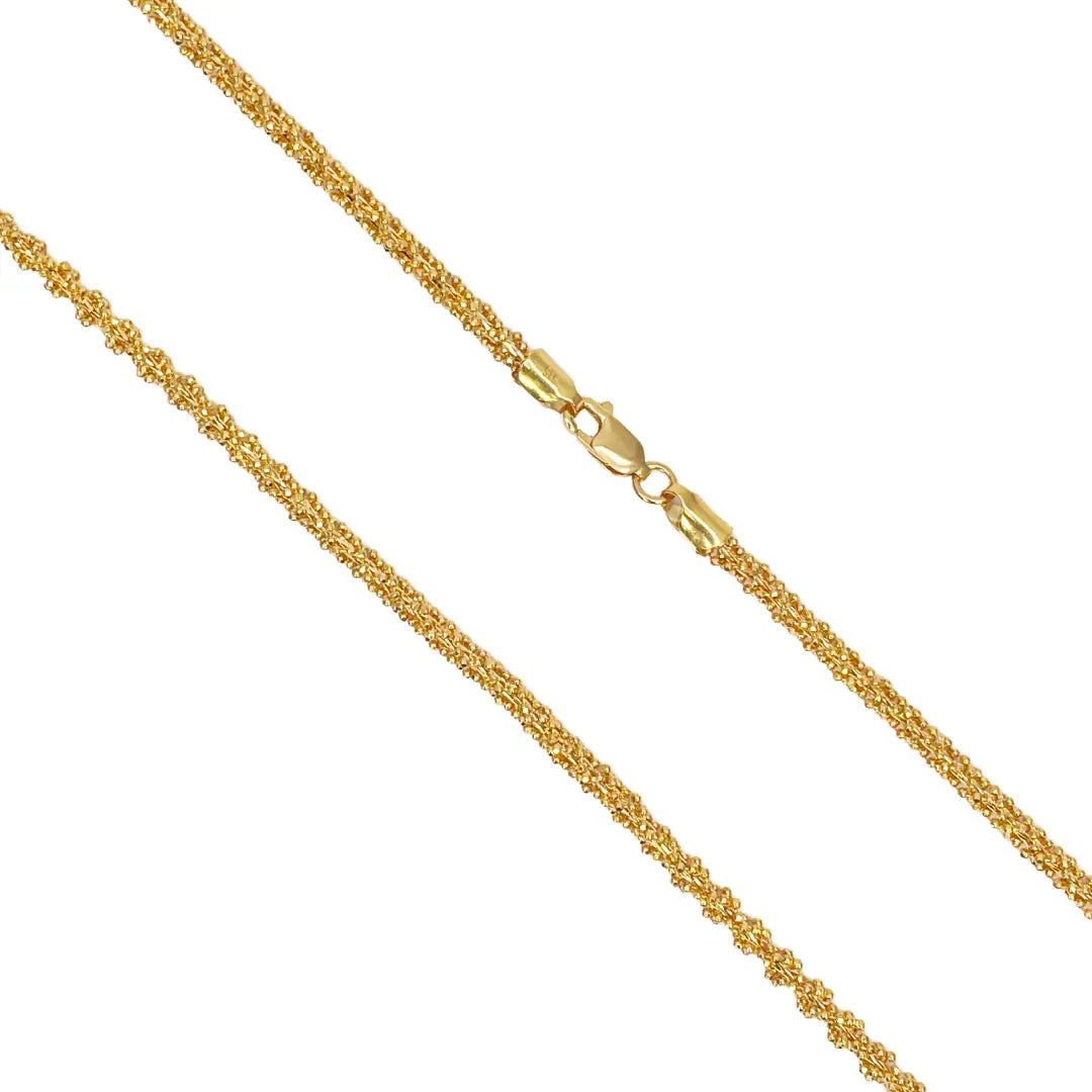 22ct Yellow Gold Diamond Cut Beaded Twisted Necklace 18 Inches 3.3mm Width 