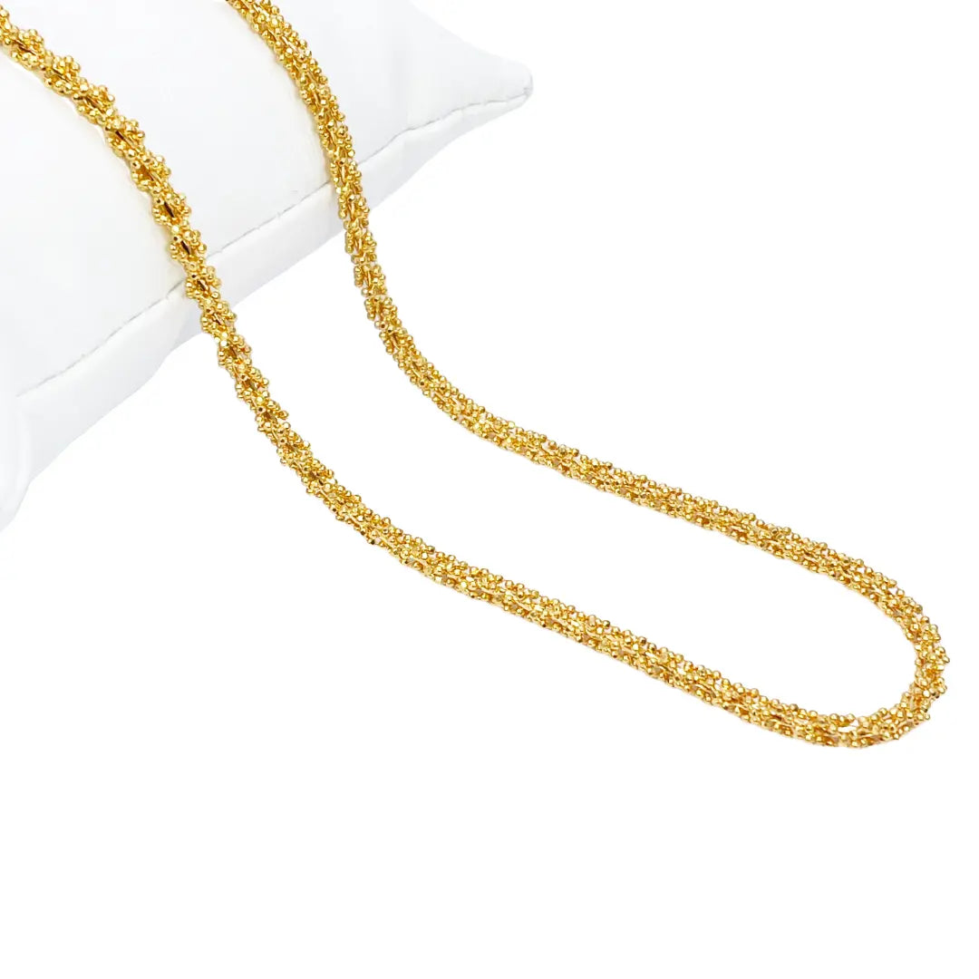22ct Yellow Gold Diamond Cut Beaded Twisted Necklace 18 Inches 3.3mm Width 