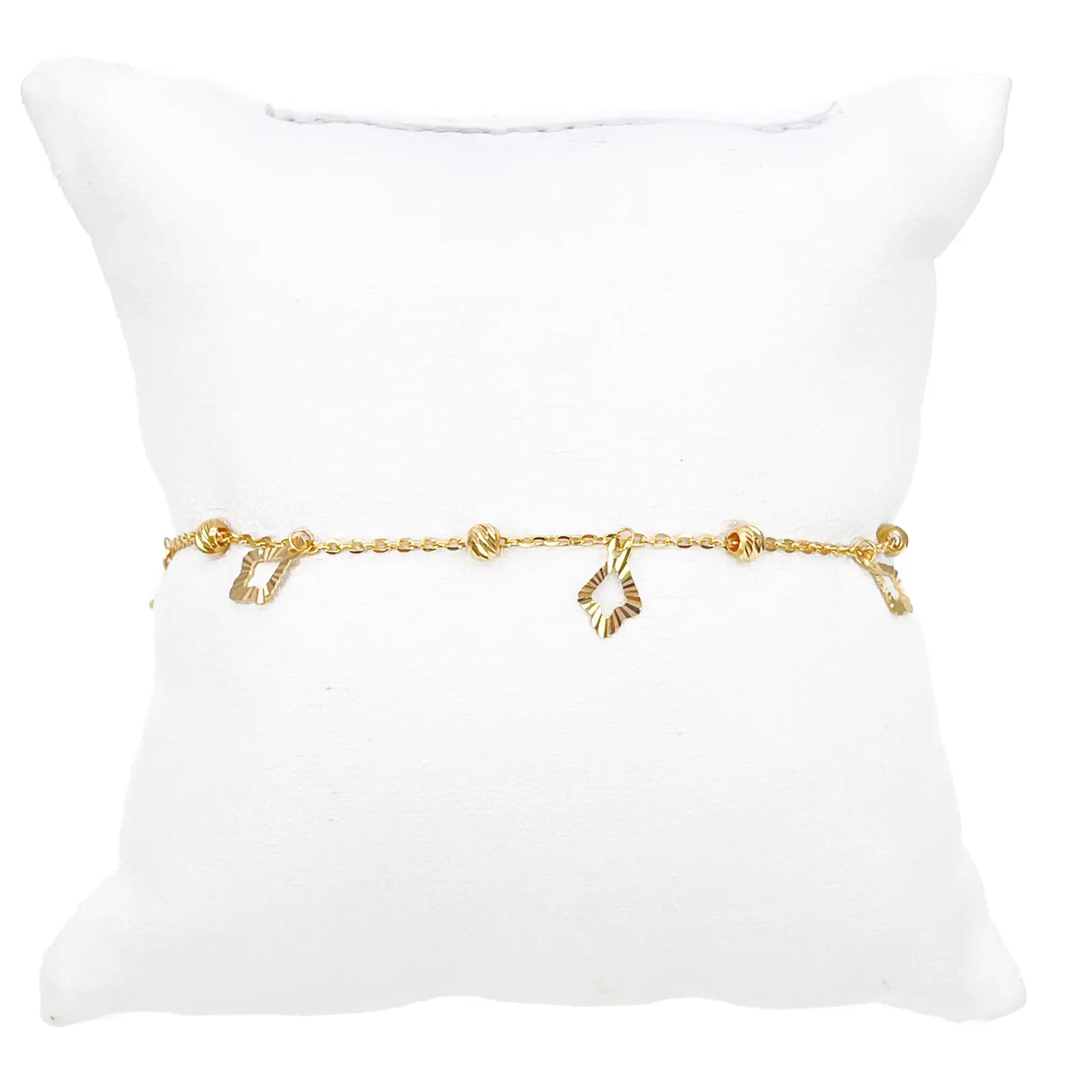 22ct Yellow Gold Diamond Cut Charm & Bead Cable Chain Bracelet 7 Inches¬†