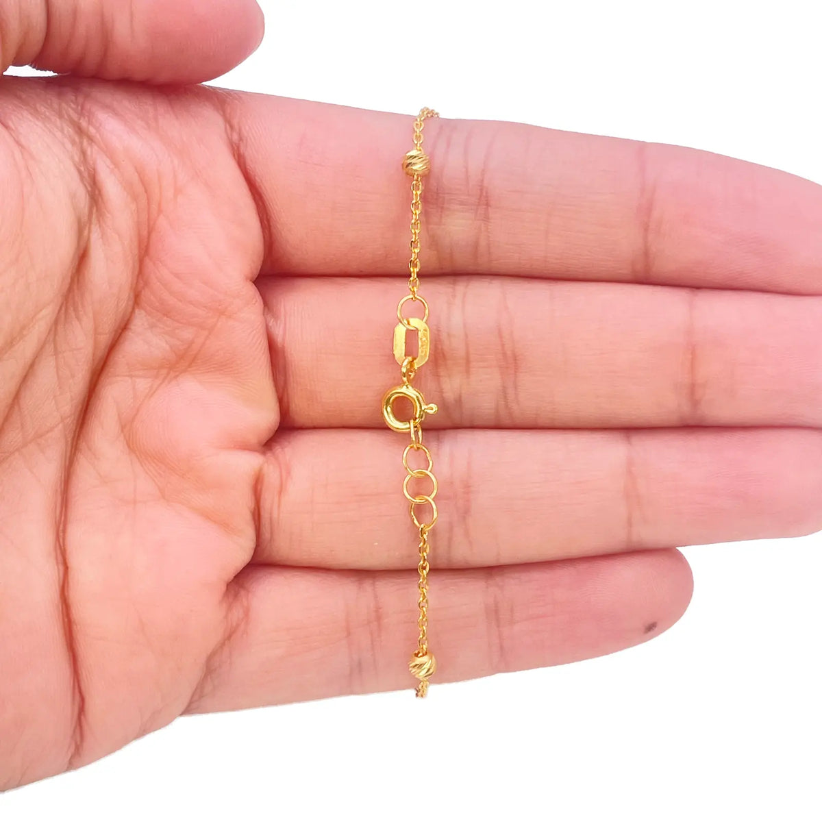 22ct Yellow Gold Diamond Cut Charm & Bead Cable Chain Bracelet 7 Inches¬†