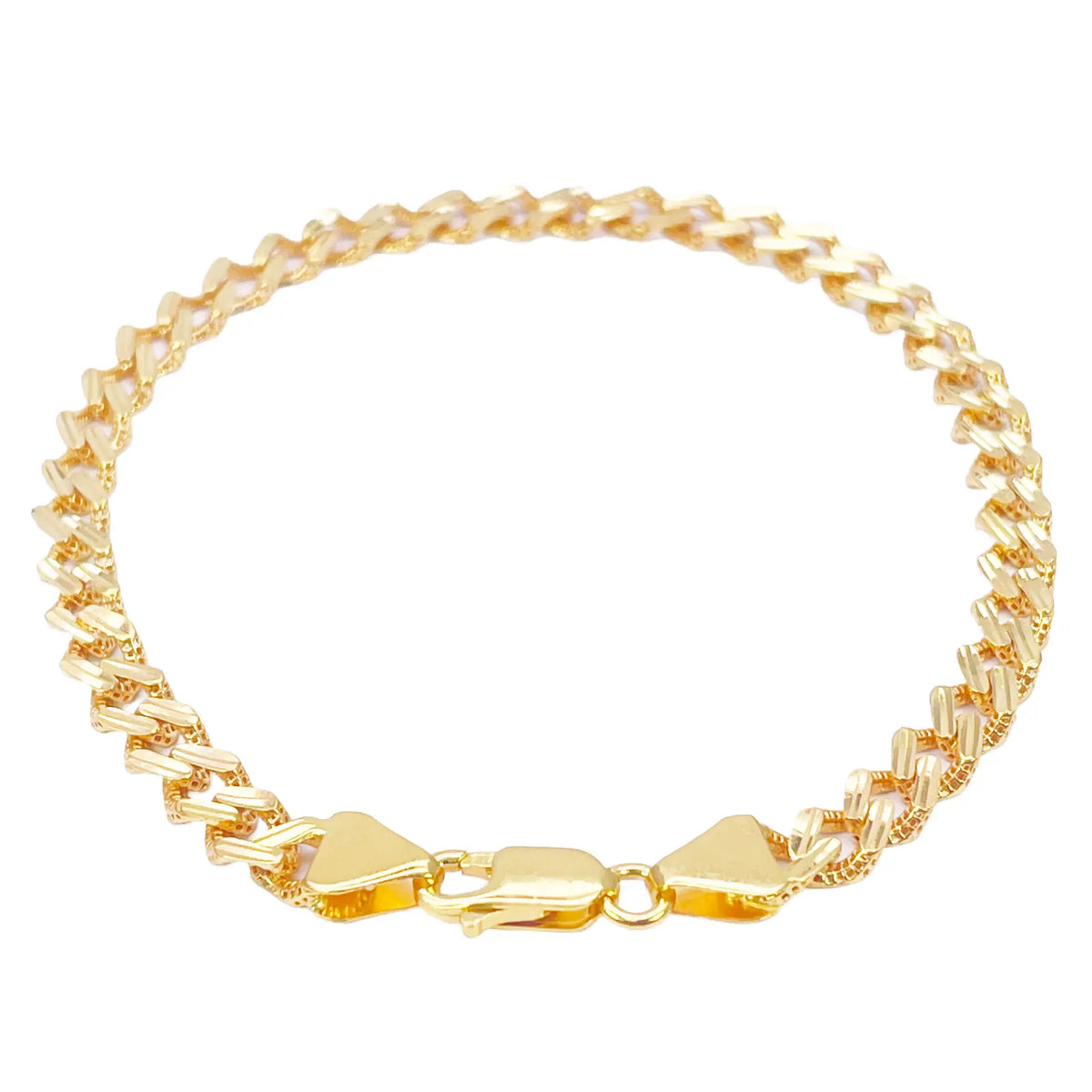 22ct Yellow Gold Diamond Cut Curb Link High Polished Plain Bracelet 8 inches 