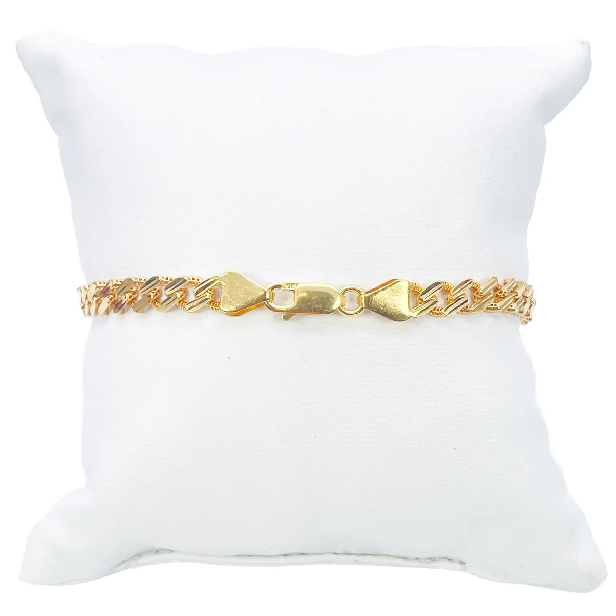 22ct Yellow Gold Diamond Cut Curb Link High Polished Plain Bracelet 8 inches 