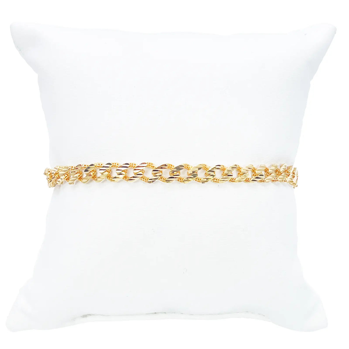 22ct Yellow Gold Diamond Cut Curb Link High Polished Plain Bracelet 8 inches 