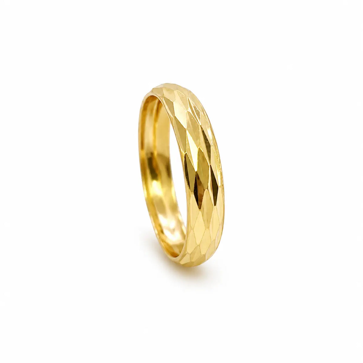 22ct Yellow Gold Diamond-Cut Faceted High-Polish Band Ring  Gold Bands