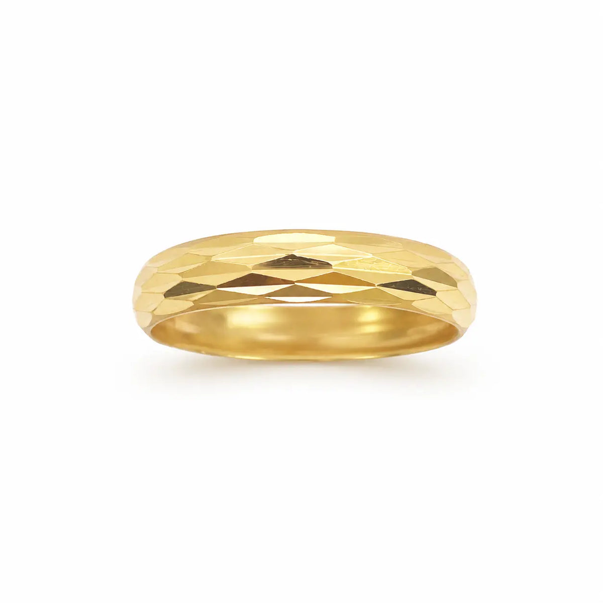 22ct Yellow Gold Diamond-Cut Faceted High-Polish Band Ring  Gold Bands