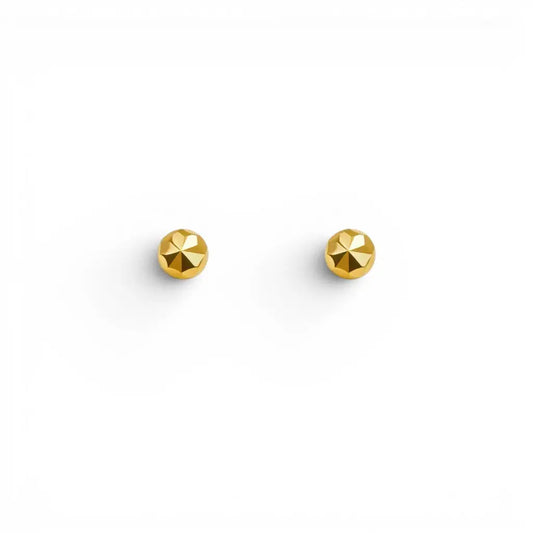 22ct Yellow Gold Diamond Cut Flower Round Ball Children's Earrings 2.8mm  Children's gold earring