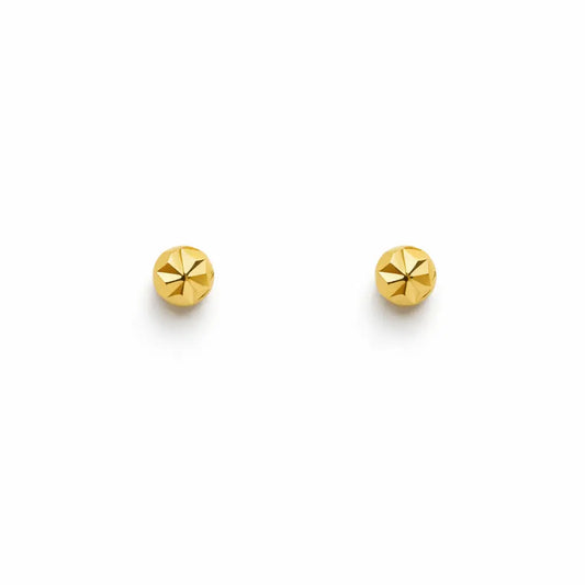 22ct Yellow Gold Diamond Cut Flower Round Ball Children's Earrings 3.2mm  Children's gold earring