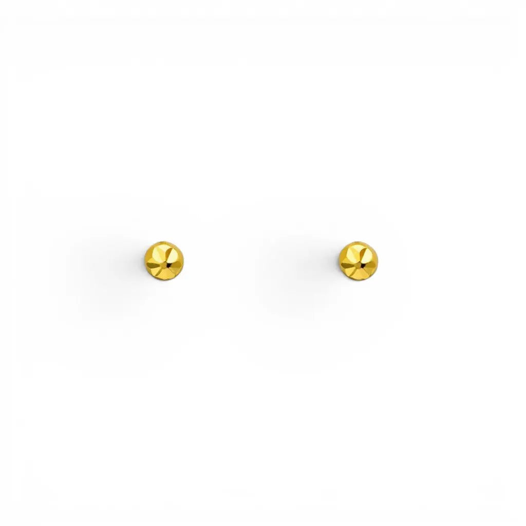 22ct Yellow Gold Diamond Cut Flower Tiny Round Ball Children's Earrings 2.2mm  Children's gold earring