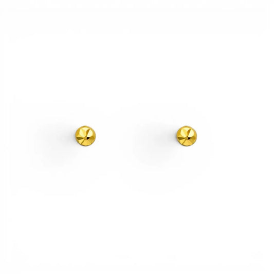 22ct Yellow Gold Diamond Cut Flower Tiny Round Ball Children's Earrings 2.2mm  Children's gold earring