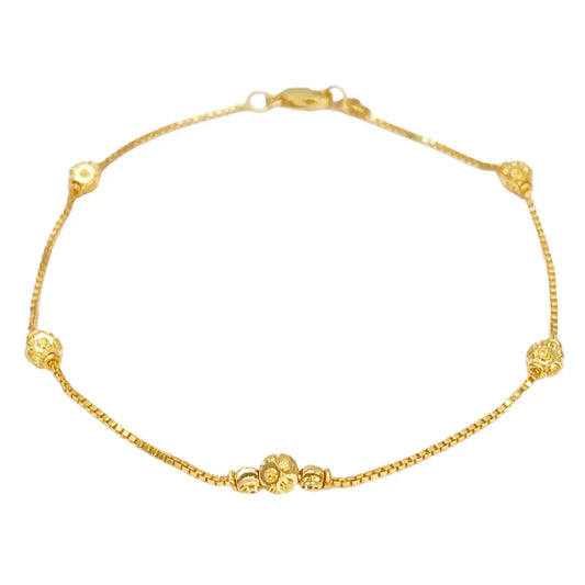 22ct Yellow Gold Diamond Cut Gold Beaded Bracelet 7.5 inches 