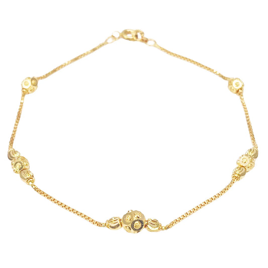 22ct Yellow Gold Diamond Cut Gold Beaded Bracelet 8 inches 